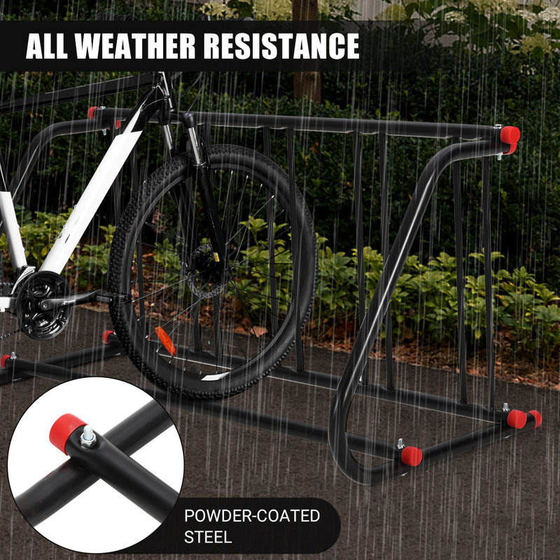 Heavy Duty Single-Sided Bike Rack – Commercial Q235 Steel Cycle Parking Stand – Space-Saving Grid Holder for Garage, Outdoor, Retail, Events, Schools – Fits 5 Bikes – B5001 Single Side Five Cars
