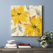 Latitude Run 'Clay Flowers' Acrylic Painting Print on Wrapped Canvas, Yellow