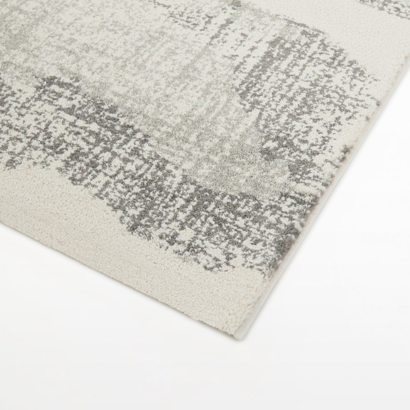Barthe Grey/Cream Contemporary Abstract Area Rug, Rectangle 7'10" x 10'