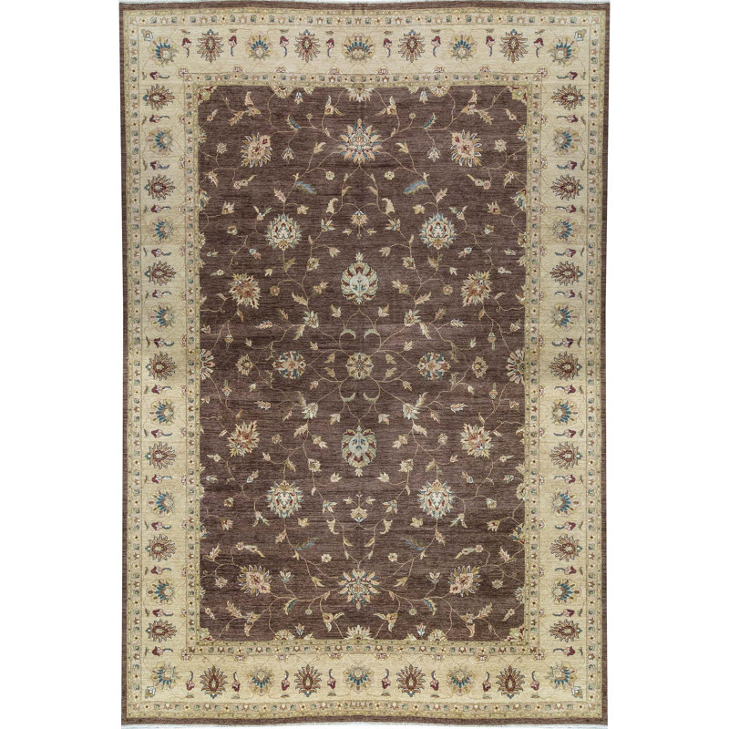 Tapis brun et doré de haute qualité noué à la main