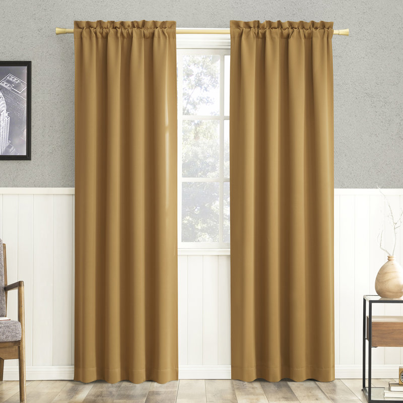 Thermal Blackout Rod Pocket Curtain Panel - Basics by Wayfair™, 40" W x 84" L, Gold