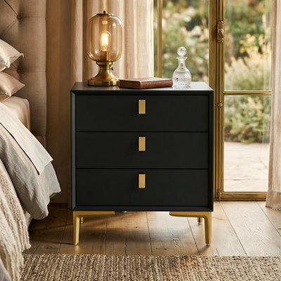 3-Drawer Modern Nightstand With Metal Legs