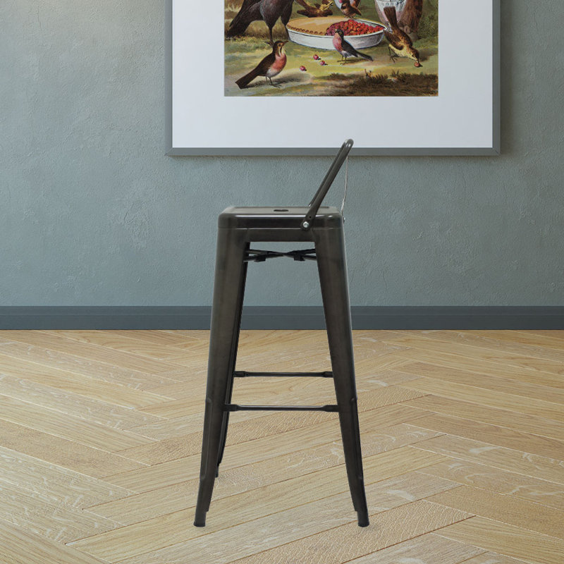 30'' Black Metal Low Back Indoor Bar Stool