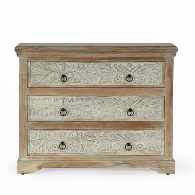 Commode 3 tiroirs en bois d'acacia