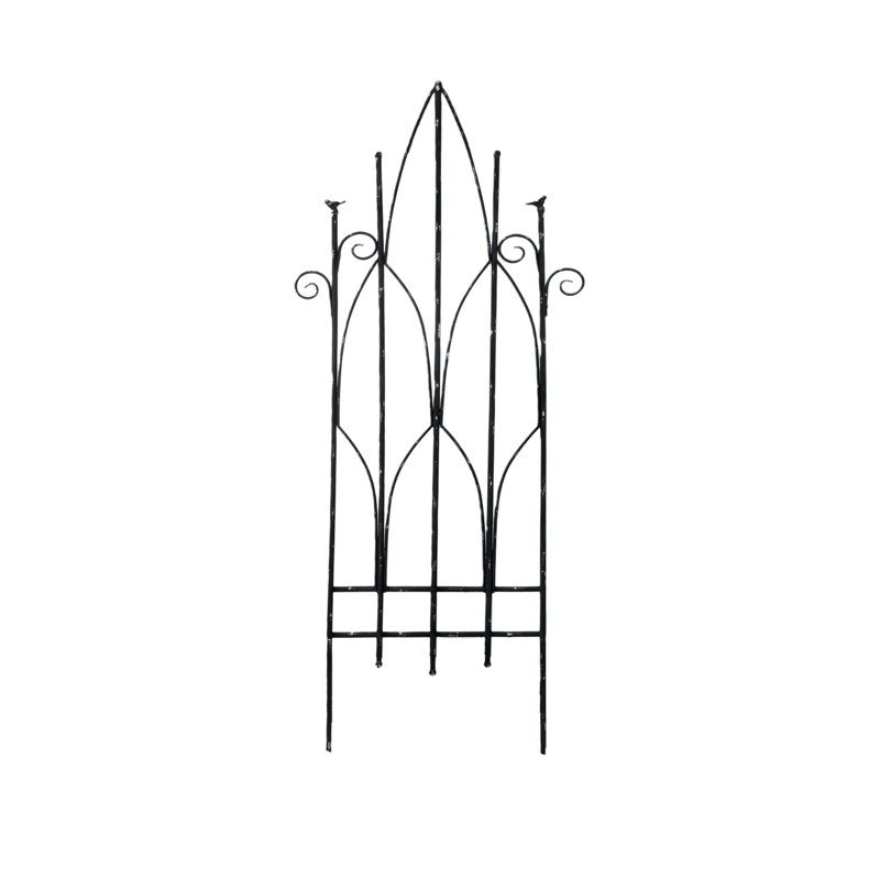 Bordure de jardin en fer forgé vintage de 172 cm (67,71 pouces), noir antique