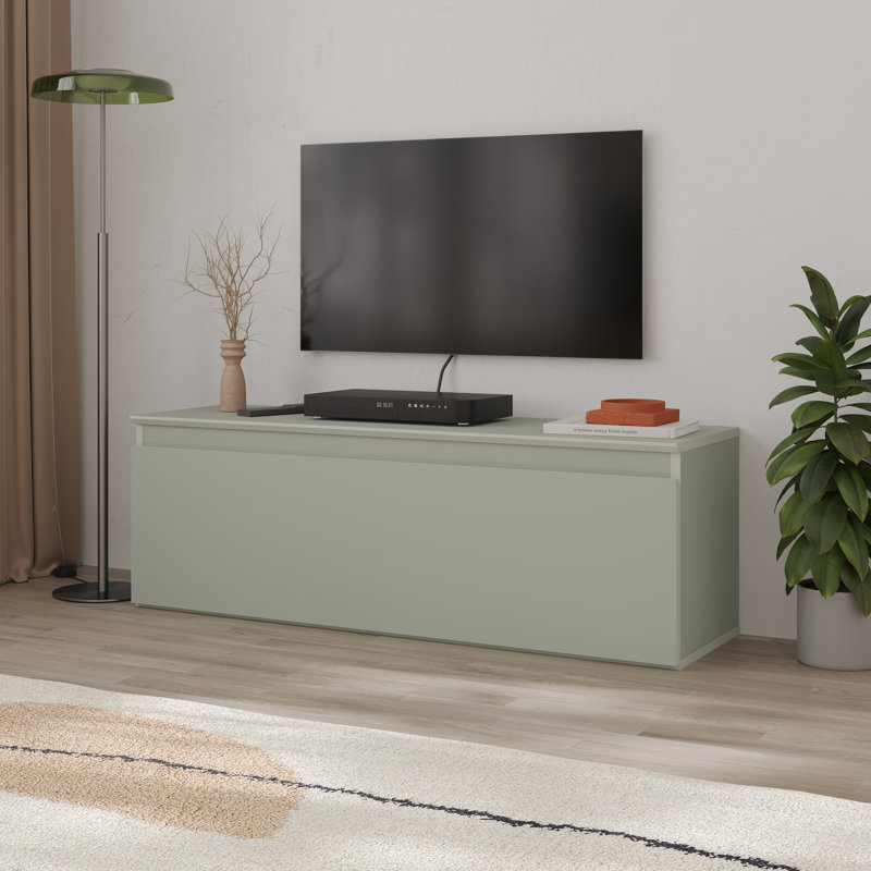  Modern Tv Stand Up To 40" Tvs With Soft-close Drop-down Door, Sage Green