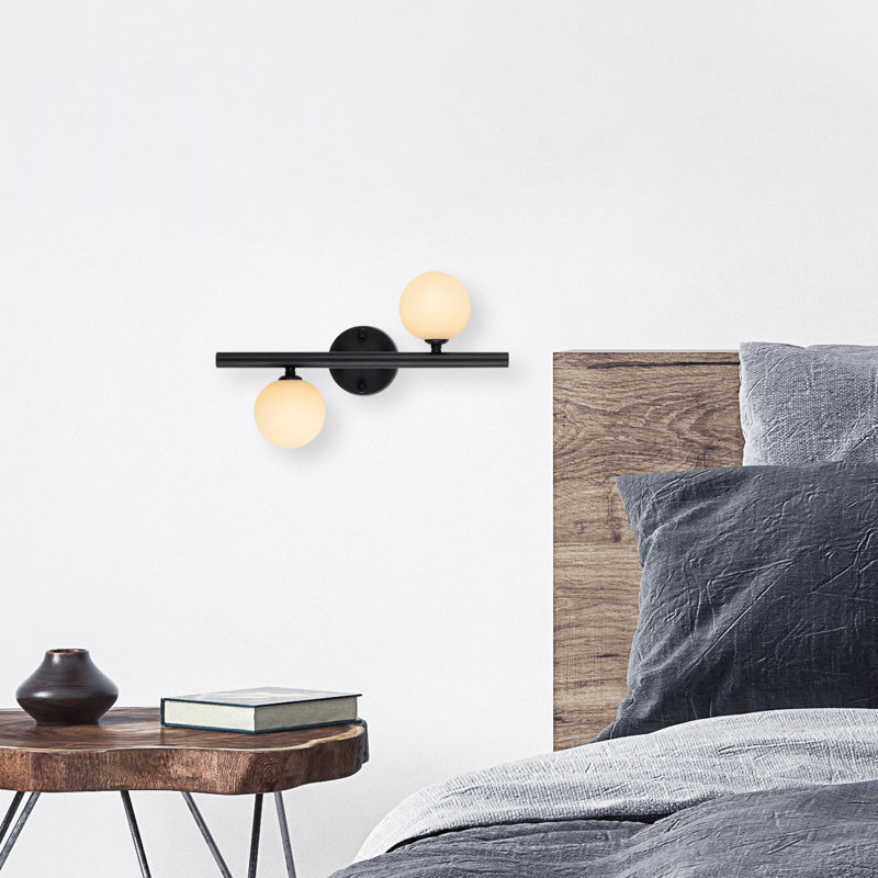 Modern Wall Lamp with Metal Body & Glass Cap, Black and White | 15.7 x 4.7 x 10.2 inches | Socket Type: 2 x G9 Max 8W | IP20 Rated | Stylish Industrial & Scandinavian Design for Home Decor
