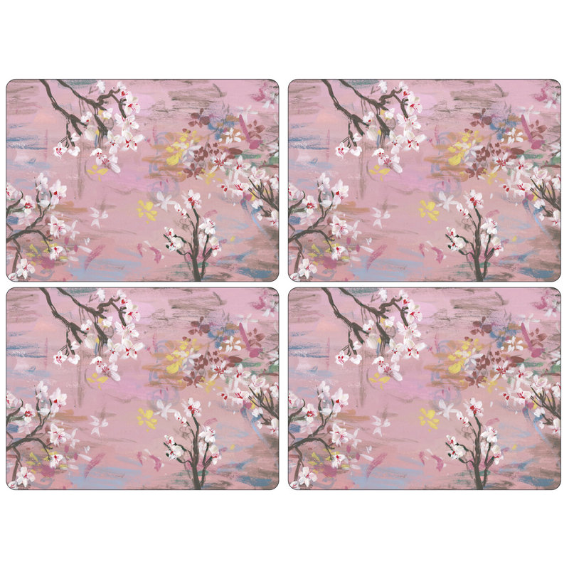 Spring Bloom Pink Cork-Backed Placemats Set of 4