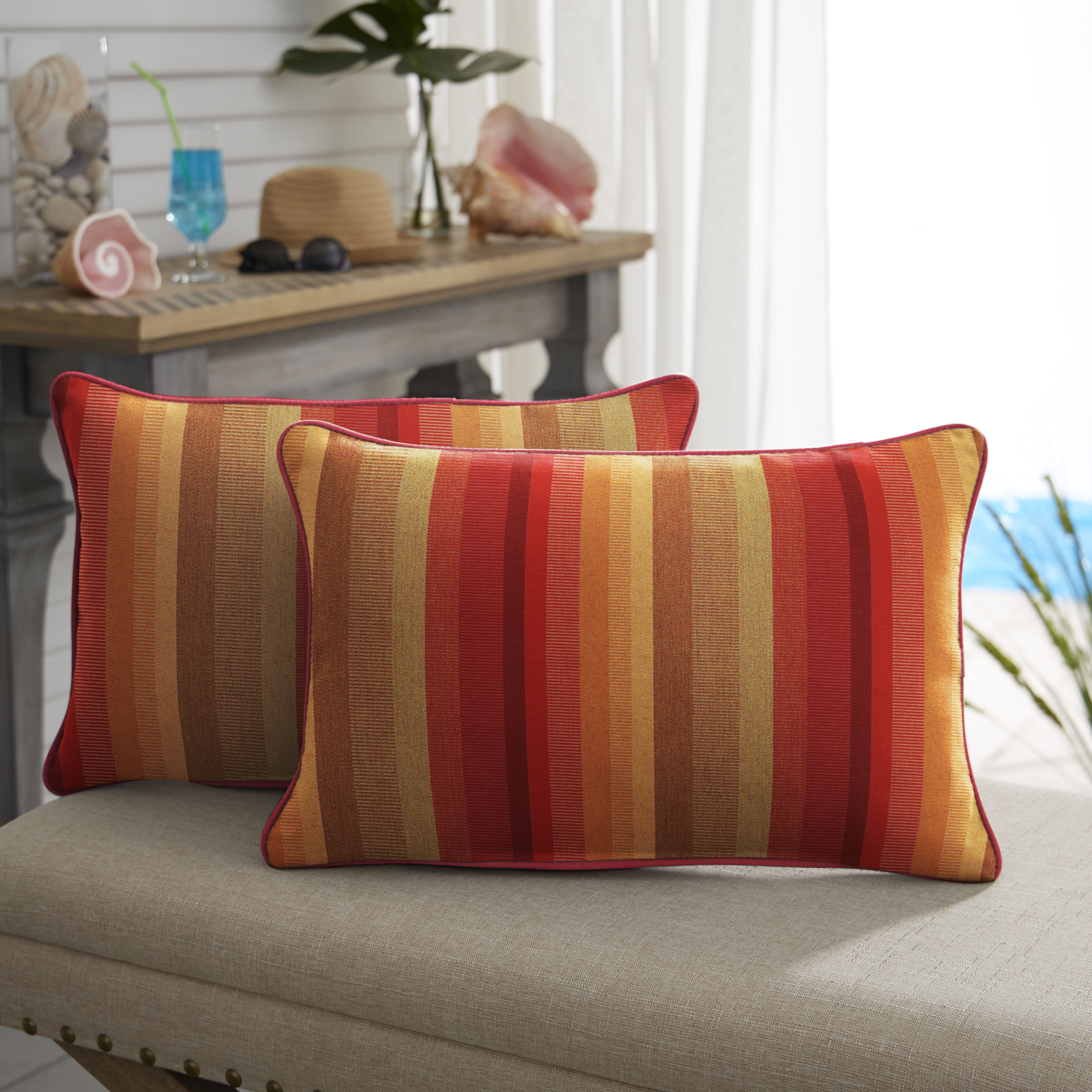 Mozaic Company Bien Striped Indoor Outdoor Reversible Throw Pillow Reviews Wayfair