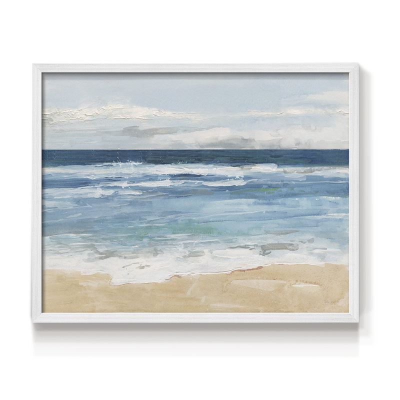 Ocean Waves II -Framed Print - Restickable, H 8 po x l 10 po, Blanc