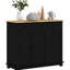 Armoire de comptoir en bois massif - 3 tiroirs, portes, tablette réglable noir vieilli pour un buffet élégant pour la maison avec rangement organisé