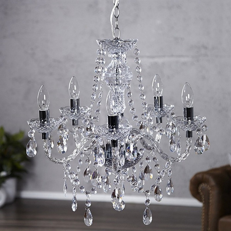 5 - Light Candle Style Chandelier, Translucent
