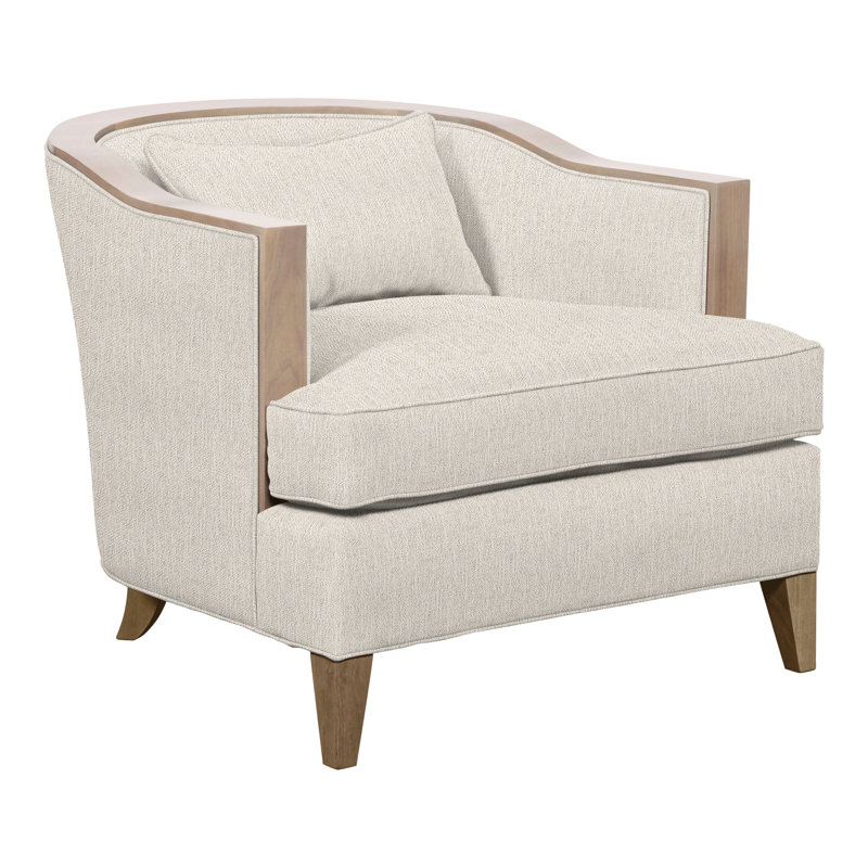 Thom Filicia Home Upholstered Barrel Chair, Instant Parchment Crypton® Performance Fabric, Hampton