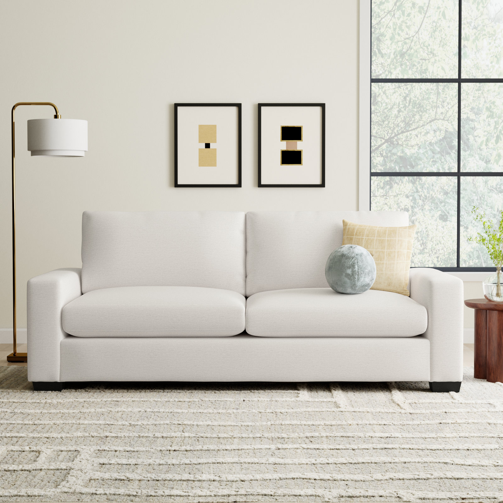 Jonie 91'' Upholstered Sofa, Nomad Snow Crypton® Chenille