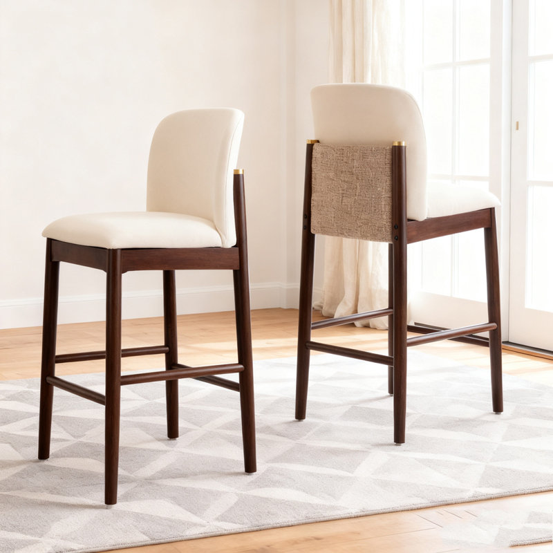 Tabouret de comptoir rembourré en bois, Espresso