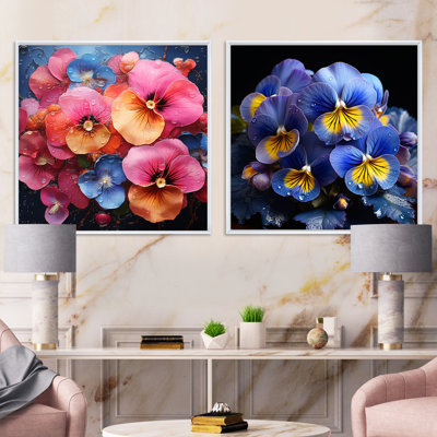 Neon Tropical Fantasy Pansys - Pansies Square Collage Set Of 2