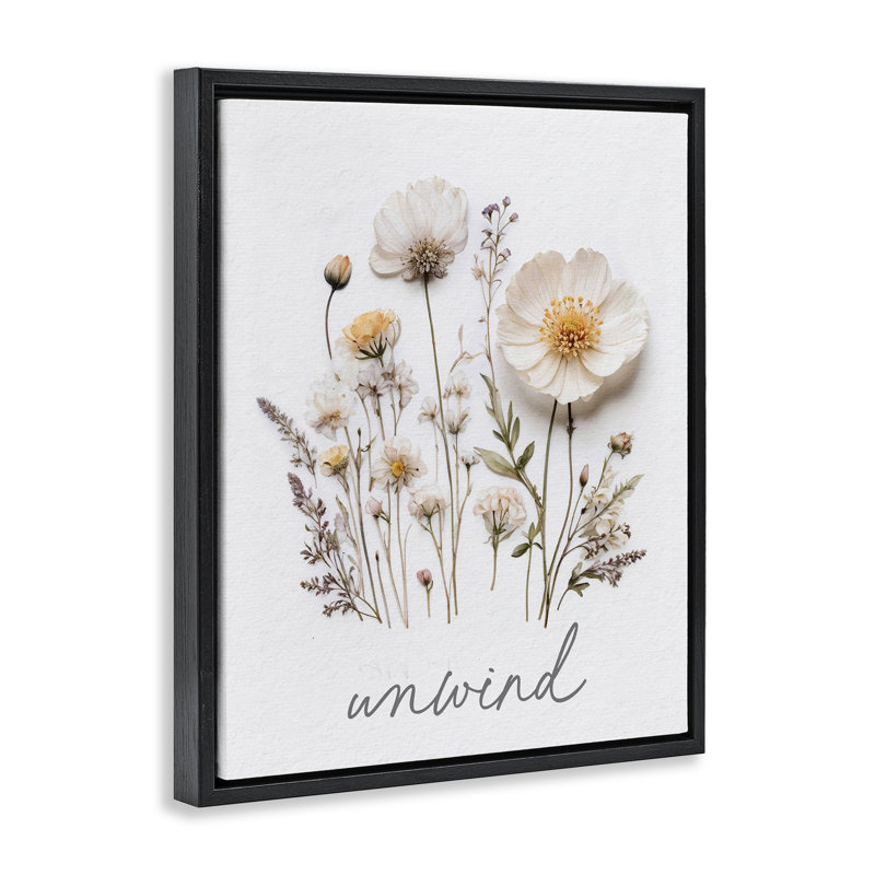 Cadre flottant à fleurs pressées, conception par lettres et doublure, H 31 po x l 25 po, Cadre flottant noir de jais