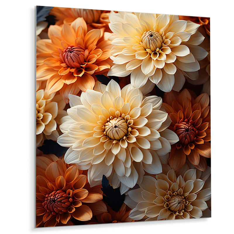 " Coral Orange Charming Chrysanthemums ", 20" H x 12" W x 1" D