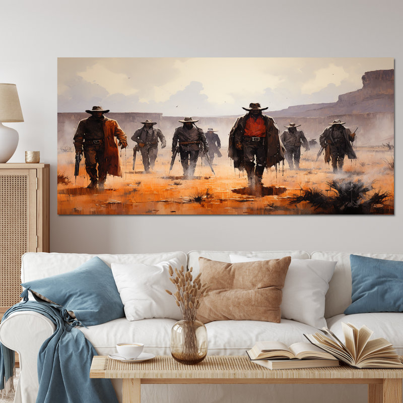 «Western Frontier Vigilantes Cowboys I», art mural sur toile Western, H 28 po x l 60 po x P 1,5 po, Toile tendue