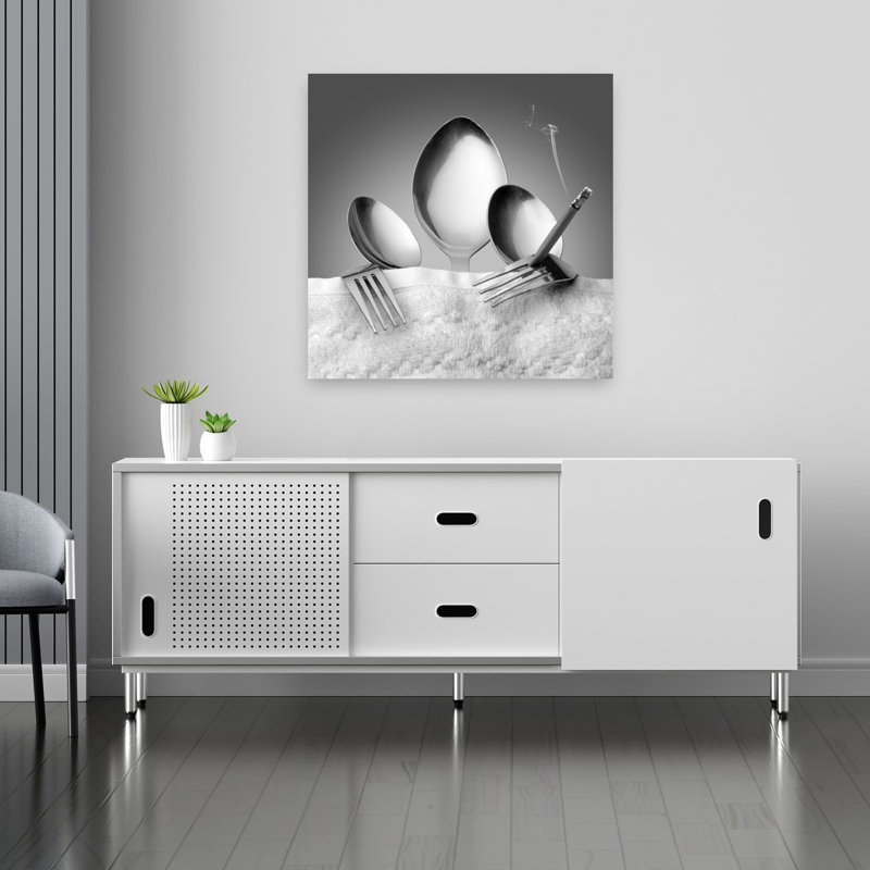 «Cutlery Smoke Break», reproduction d'art moderne abstrait mural contemporain, 36" H x 36" W