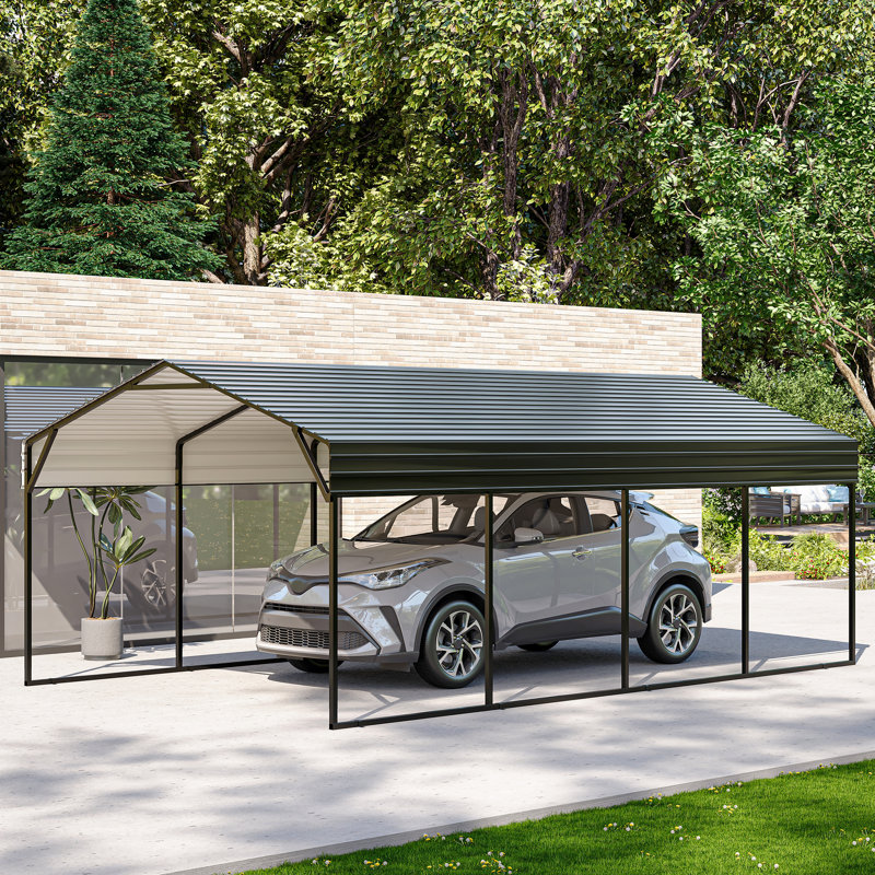 20 FT Galvanized Steel Carport, 12 Ft. W x 20 Ft. D