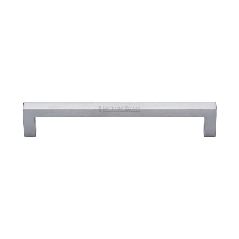 Heritage Brass Metro Heritage Cabinet Pull City Design, Satin Chrome, 17cm L x 1cm W