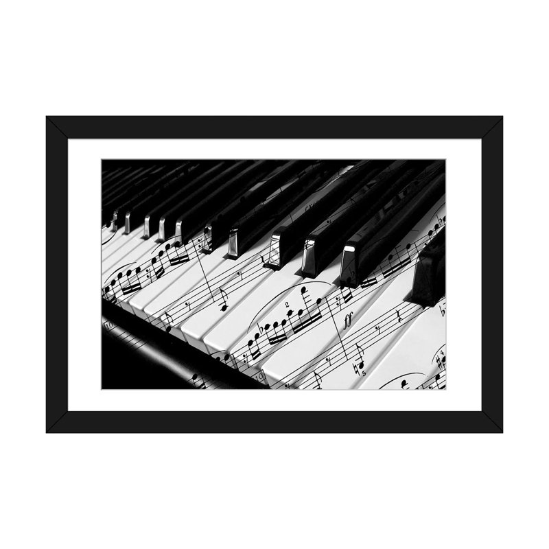 Piano - peinture sur toile, H 24 po x l 32 po x P 1 po, Papier d'art encadré noir