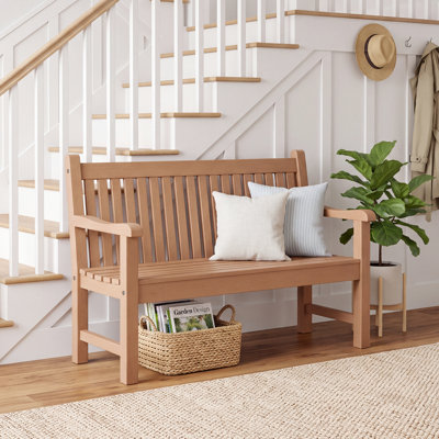 48"W HIPS All Weather Outdoor Bench, 2-3 Seater Patio Bench