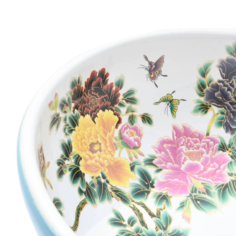 vidaXL Countertop Basin Multicolor Round F16.1x5.5" Ceramic
