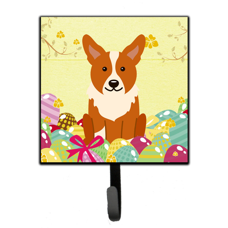 Organisateur de clés murales saint bernard avec crochets de pâques Mcelyea, Jaune / brun / blé, Corgi