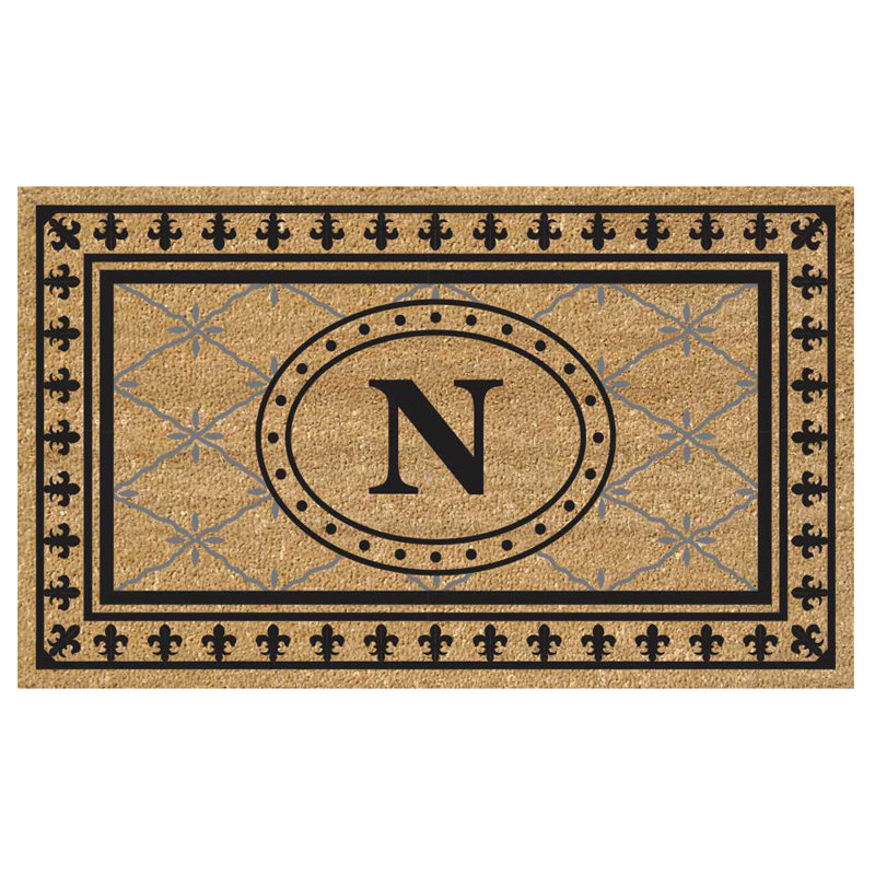 Tapis de porte extérieur en vinyle anti-dérapant Hanningt, N, Rectangle 1 pi 8 pi x 3 pi