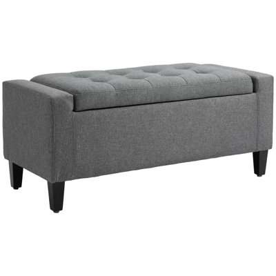 Storage Ottoman, Linen Upholstered Storage Bench With Lift Top And Button Tufted For Living Room by Red Barrel Studio