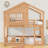 Wooden House-Shaped Bunk Bed With Window And Shelf-413872087-417380905