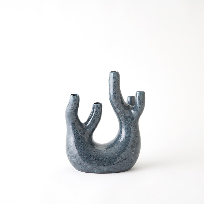 Vase de table en grès, Bleu