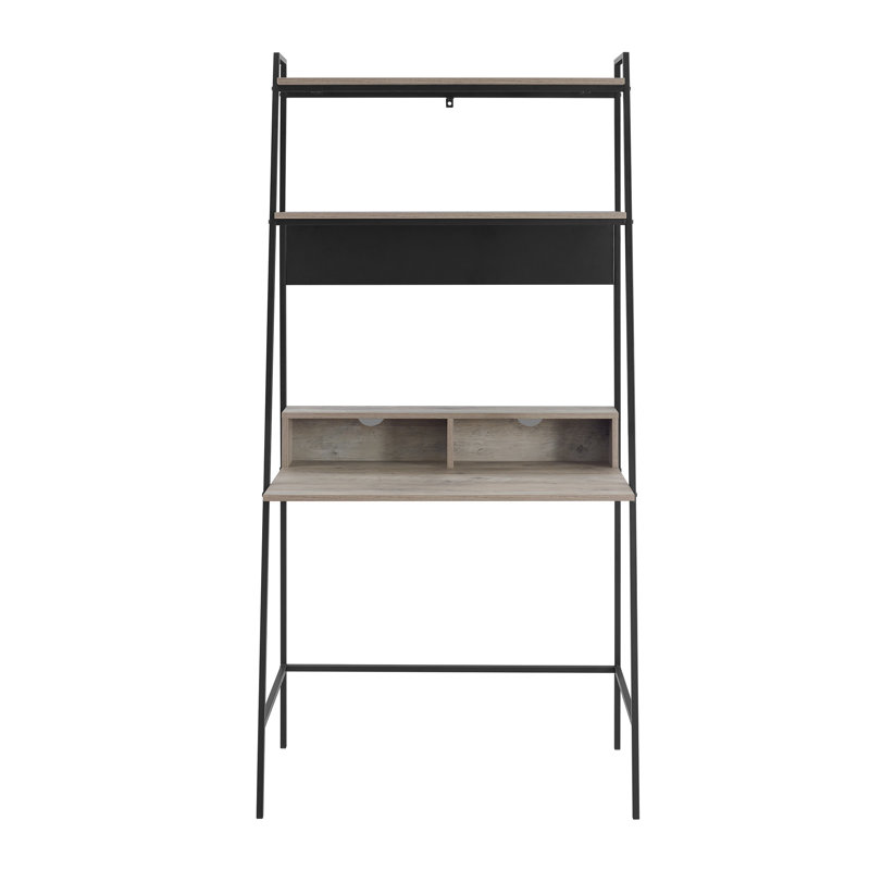 Walburg Metal Base Leaning / Ladder Desk, Grey Wash