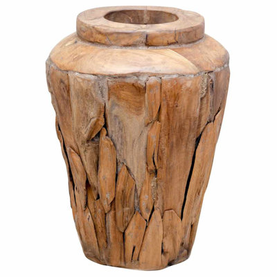  Decoration Vase Natural Wood Solid Teak Wood 15.7X23.6 In