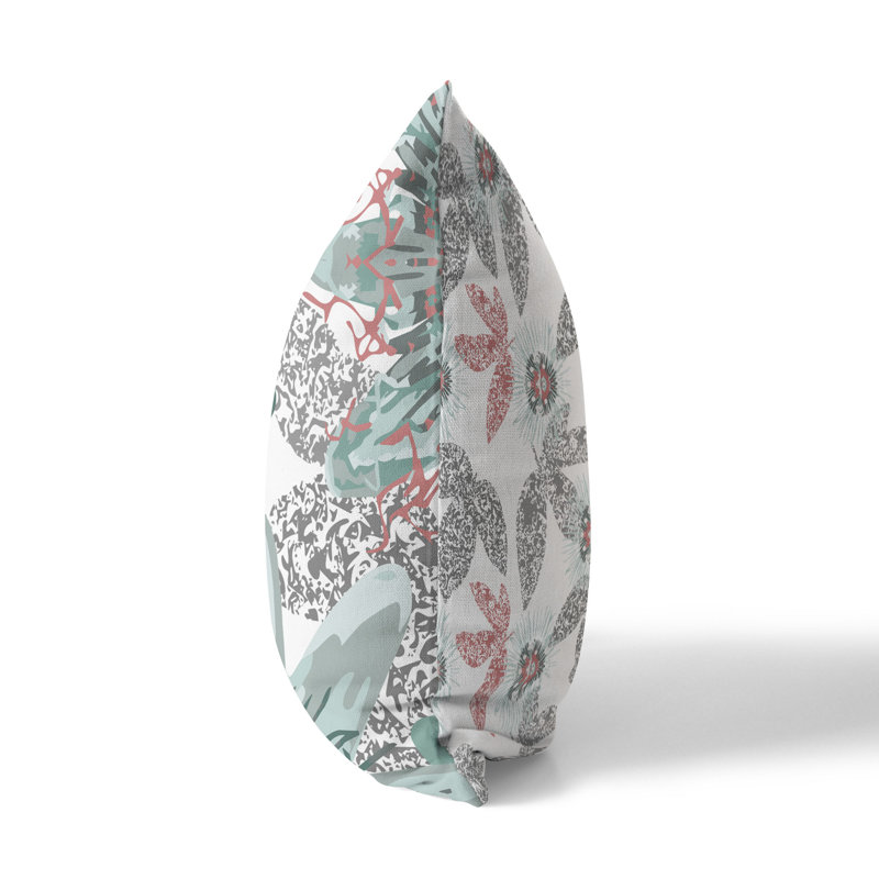 Coussin Spots Blossoms, H 16 po x l 16 po, Vert / Gris