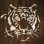 «White Tiger on Dark Wood» par Chris Paschke - reproduction d'art sur toile tendue