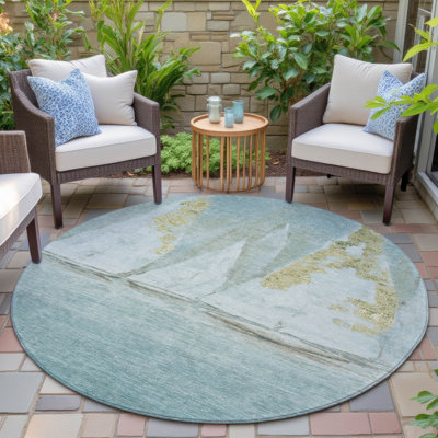 Tapis bleu sarcelle lavable à la machine intérieur / extérieur Xhevrie