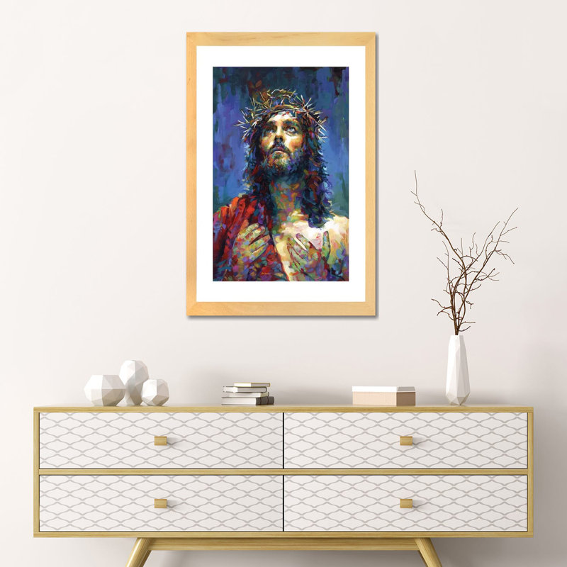 «Jesus Christ» par Leon Devenice - impression d'art graphique, Blanc, H 24 po x l 16 po x P 1 po