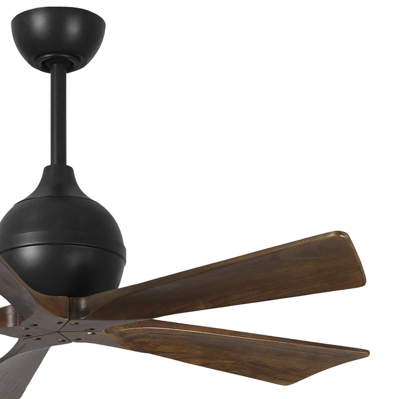 Ventilateur de plafond standard à 5 pales avec télécommande, 42", Noir mat, Noyer