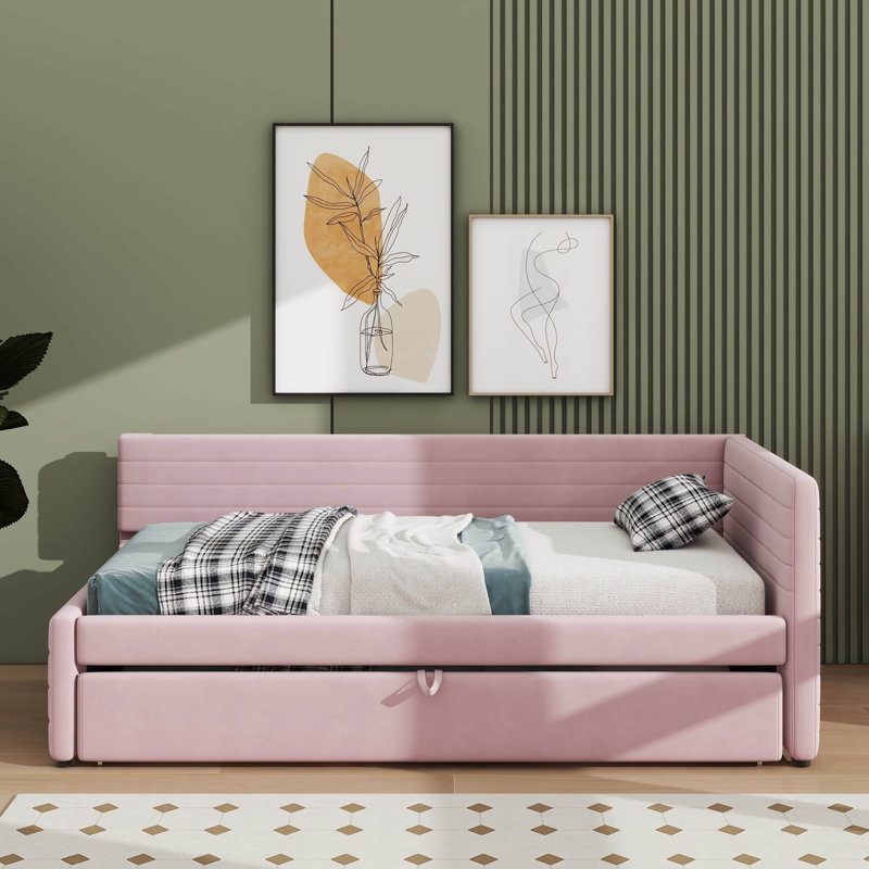 Lit de jour contemporain tapissier simple avec lit gigogne escamotable pour un espace de couchage supplémentaire