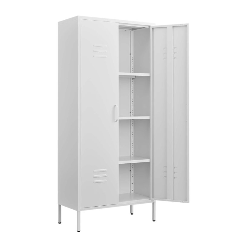 Modern Storage Cabinet With Adjustable Shelves, Magnetic Door Stopper, Aluminum Alloy Handles, And Breathable Design For Home Organization - Ideal For Living Room, Bedroom, Or Entryway