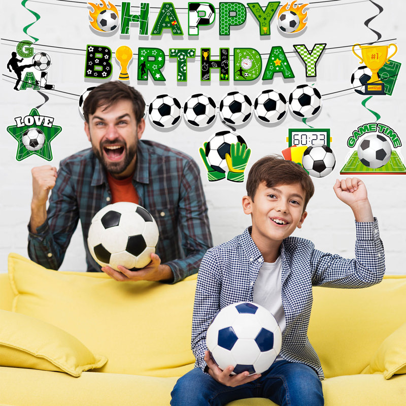 Tourbillon de soccer suspendu, ensemble de 8 décorations de fête d'anniversaire de soccer