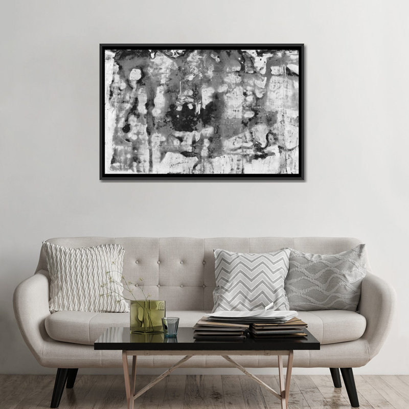 «Black and White Abstract II», reproduction sur toile, H 40 po x l 60 po x P 1,5 po, Toile avec cadre noir, Pas de tapis