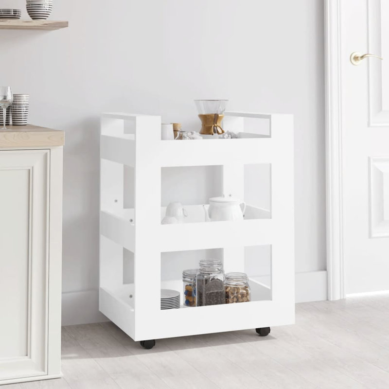 Kalyonka Wood Kitchen Cart, White