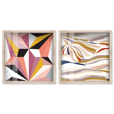Ensemble de 2 panneaux dorés «Coastal Calm Boho Art» par 
