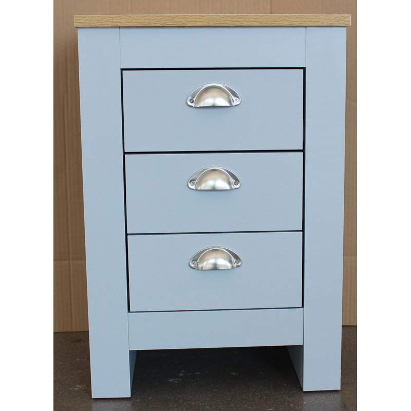 Natthan 40cm W Bedside Table, Grey/Oak