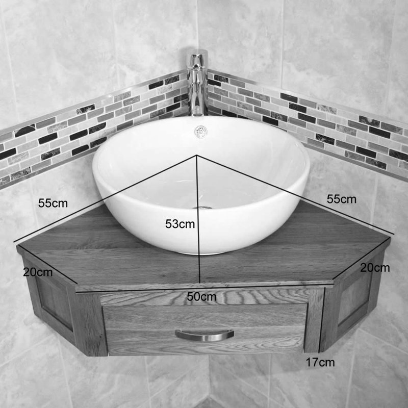 Cranmer 550mm Single Bathroom Vanity with Vessel Ceramic Basin, Grey Quartz