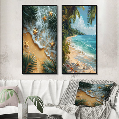 Étoile de mer à la plage tropicale I - ensemble d'art mural de plage 2 pièces